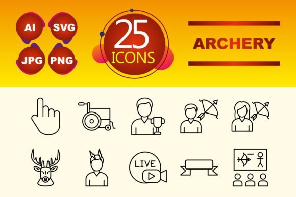Archery Graphics and Icons for Digital Sellers