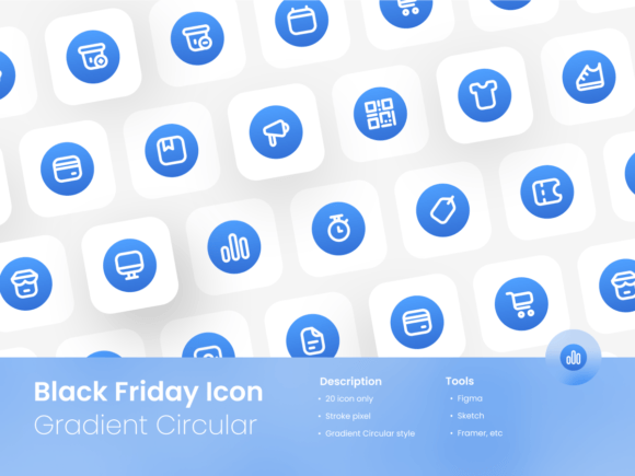 Black Friday Icon Set Circular Gradient
