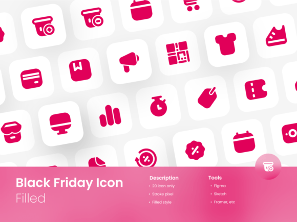 Black Friday Icon Set Filled Style