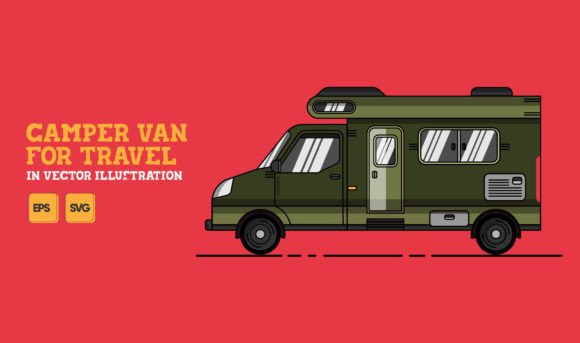 Camper Van for Travel in Vector Graphics