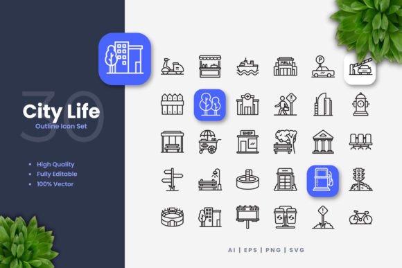 City Life Icons: Graphics and Icons for Modern Design
