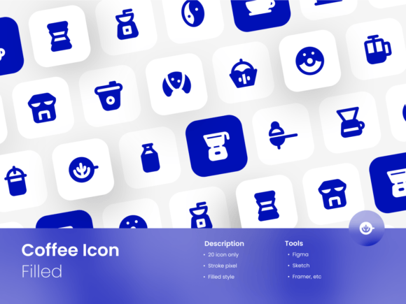 Coffee Icon Set Filled Style Graphics