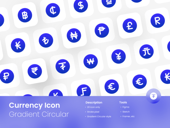 Currency Icons Gradient Circular-filled