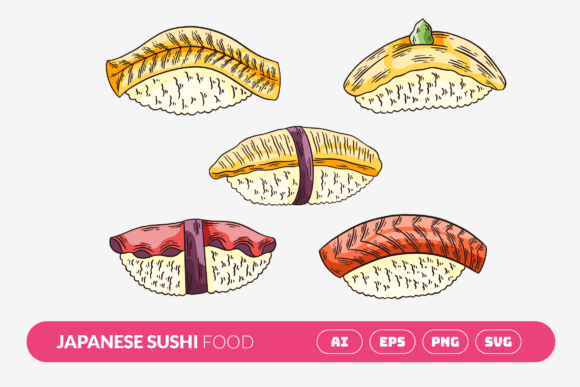 Doodle Japanese Sushi Food Vol 1 Graphics