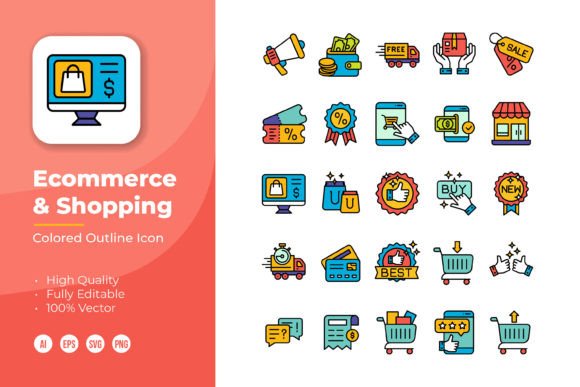 Ecommerce and Shopping Colored Line Icon