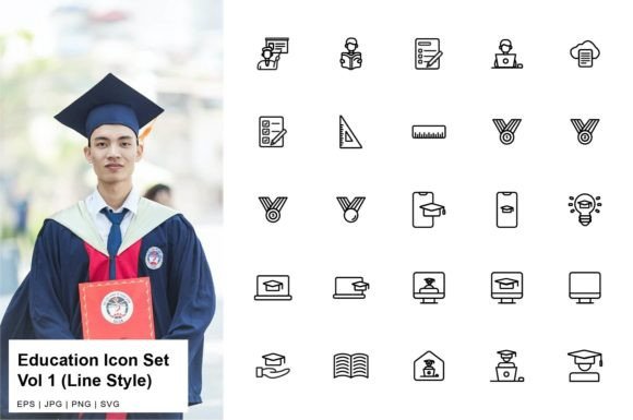 Education Icon Set Line Vol1 Graphics and Icons