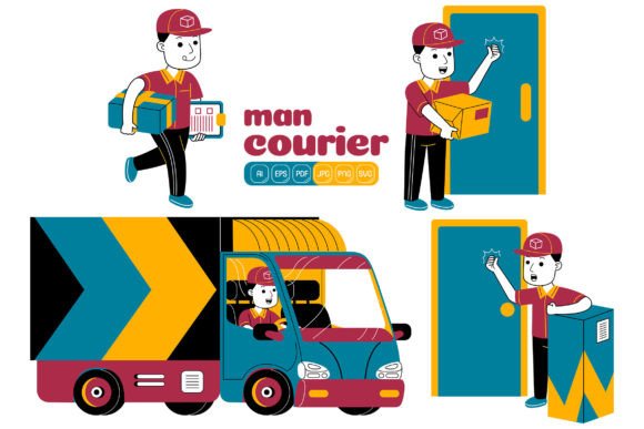 Man Courier Vector Pack 03: Graphics & Illustrations for Crafters