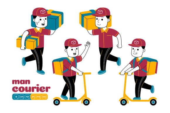 Man Courier Vector Pack 05: Graphics for Local Business