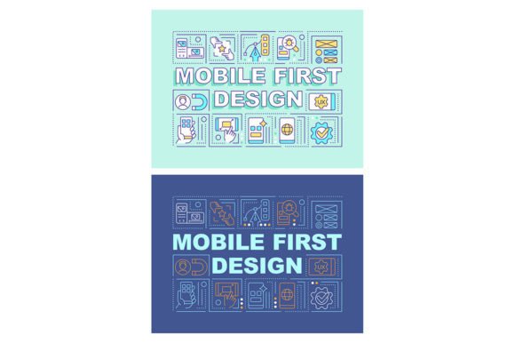Mobile First Design Word Banner Set for Graphic Templates