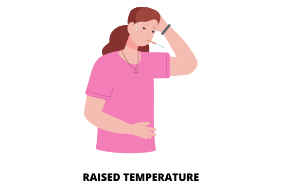 Raised Temperature. Sickness Symptom Inf