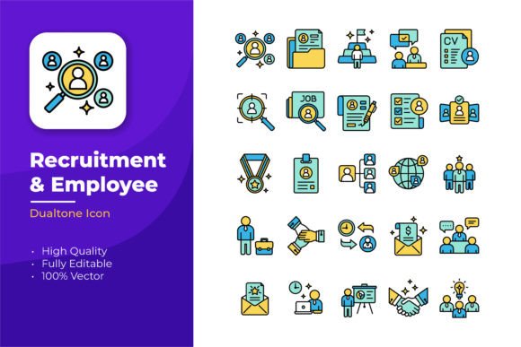Recruitment and Employee Icons Set