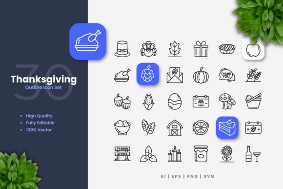 Thanksgiving Icons for Graphic Design