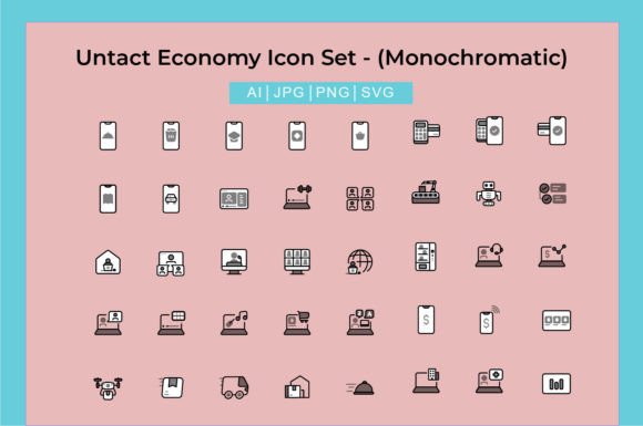 Untact Economy Icon Set - Monochromatic