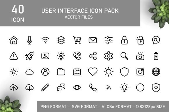 User Interface Icon Set in Dashed Line
