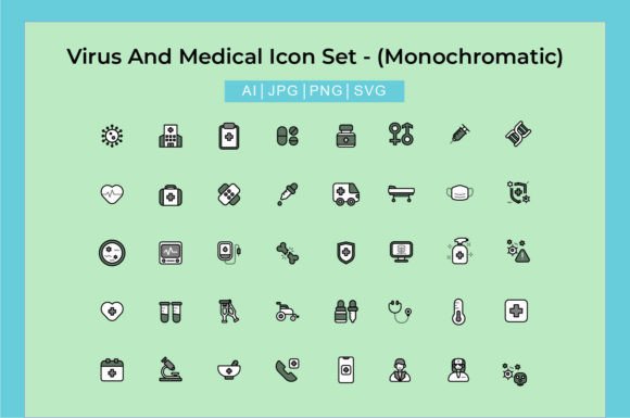 Virus and Medical Icon - Monochromatic Graphics