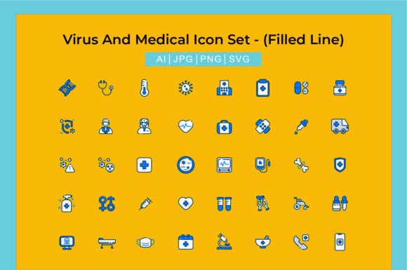 Virus and Medical Icon Set - Filled Line