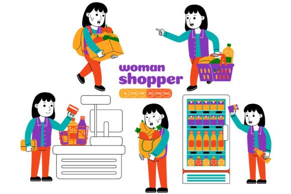 Woman Shopper Vector Pack 02: Graphics for Real Business Use